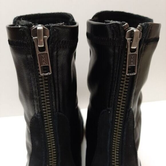 REBELS Mixed Media Short Boots Soft Genuine Leather Modern Black Sz 6 M - Picture 10 of 16